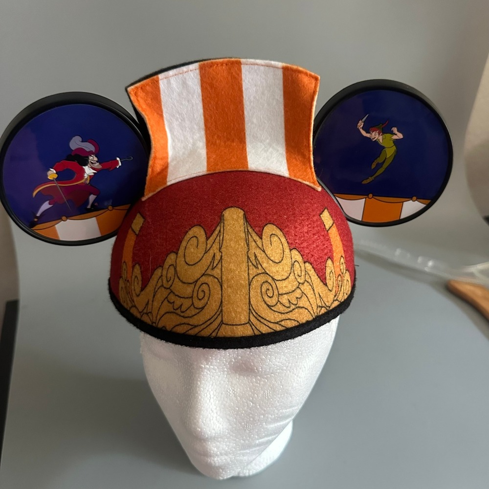 Disney Parks Peter Pan Captain Hook Mickey Mouse Ear Hat Adult Pirate Skull New